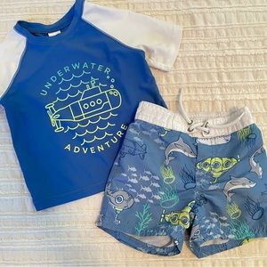 Baby Boys Matching Board Shorts + Rash Guard 12-18MO